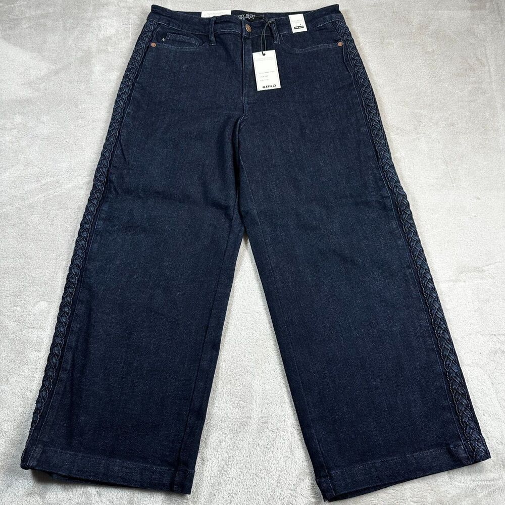 NWT Judy Blue Dottie High-Waist Wide-Leg Cropped Jeans Size 11/30